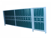 Ворота из профнастила с металлической решеткой